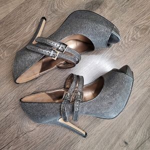 Worthington Size 8 Lara Silver Heels with Buckle